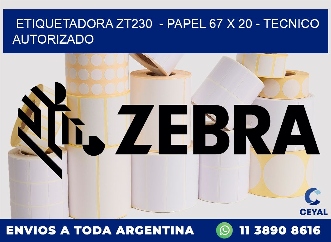 ETIQUETADORA ZT230  - PAPEL 67 x 20 - TECNICO AUTORIZADO