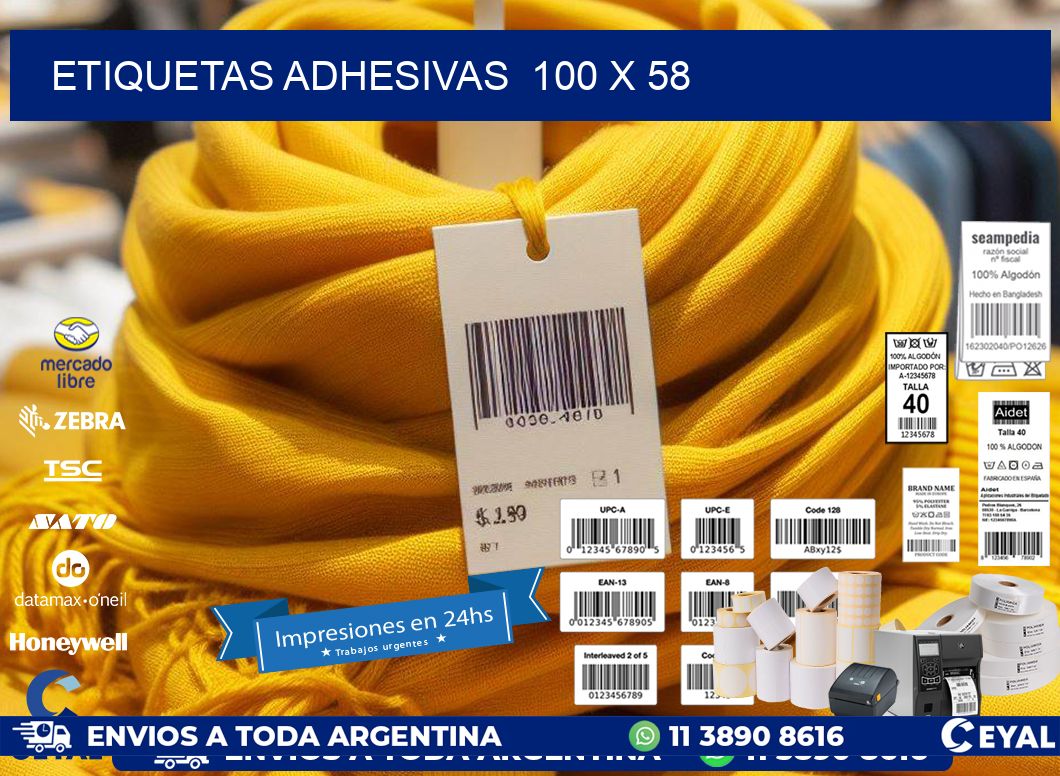 ETIQUETAS ADHESIVAS  100 x 58