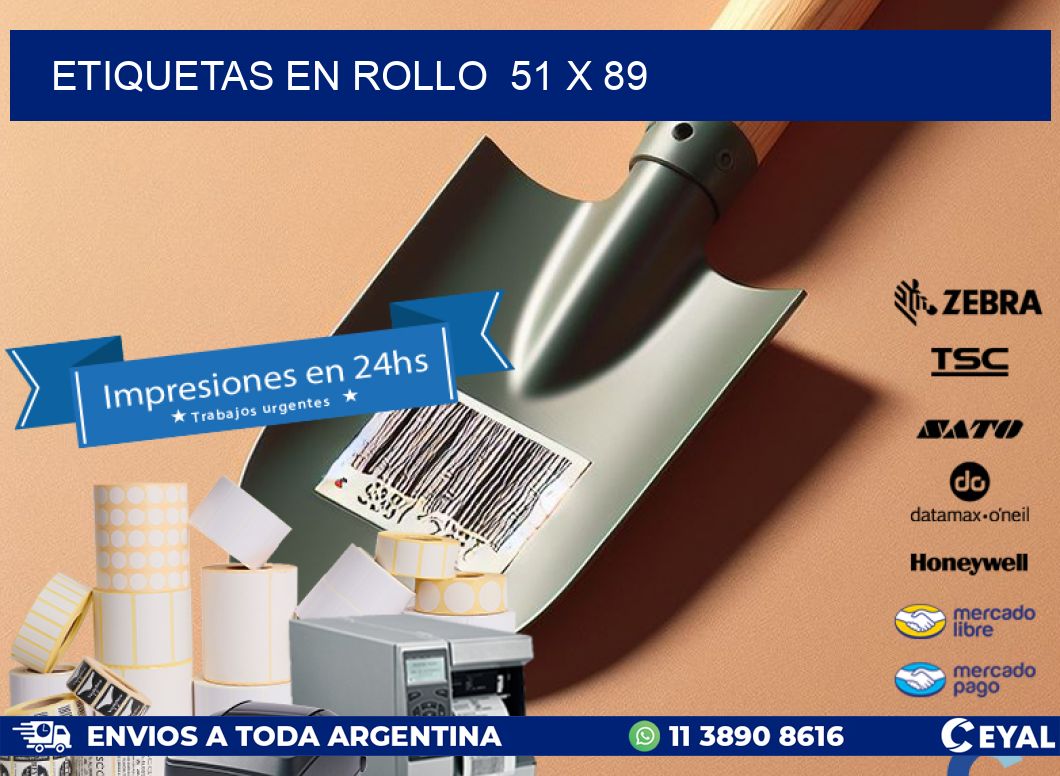 ETIQUETAS EN ROLLO  51 x 89