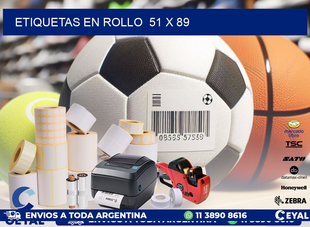 ETIQUETAS EN ROLLO  51 x 89