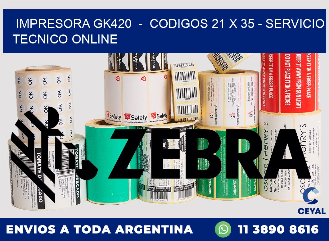 IMPRESORA GK420  -  CODIGOS 21 x 35 - SERVICIO TECNICO ONLINE