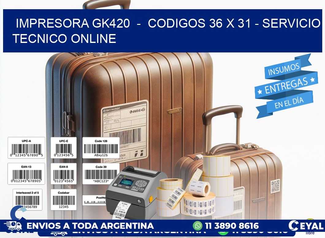 IMPRESORA GK420  -  CODIGOS 36 x 31 - SERVICIO TECNICO ONLINE