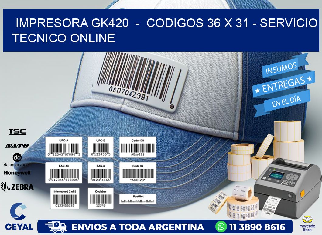 IMPRESORA GK420  -  CODIGOS 36 x 31 - SERVICIO TECNICO ONLINE