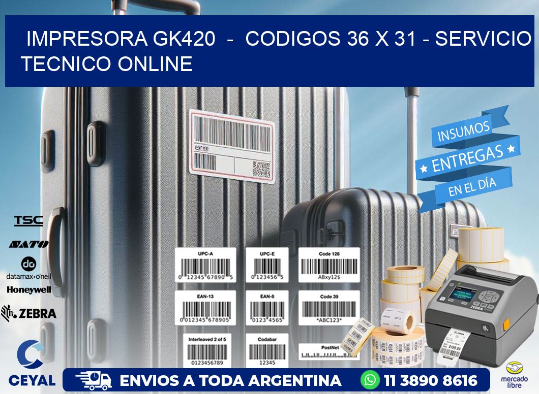 IMPRESORA GK420  –  CODIGOS 36 x 31 – SERVICIO TECNICO ONLINE