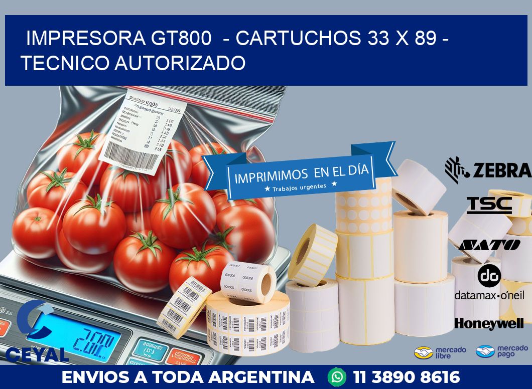 IMPRESORA GT800  – CARTUCHOS 33 x 89 – TECNICO AUTORIZADO