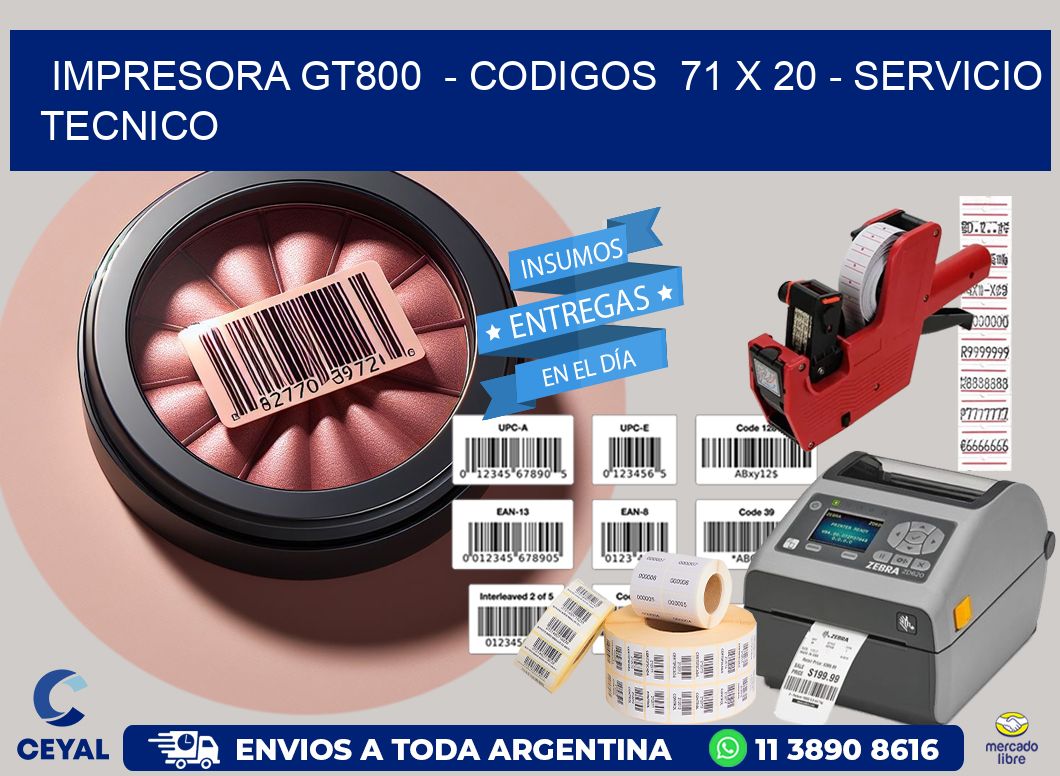 IMPRESORA GT800  - CODIGOS  71 x 20 - SERVICIO TECNICO