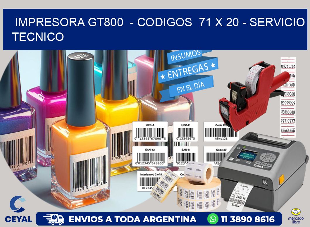 IMPRESORA GT800  – CODIGOS  71 x 20 – SERVICIO TECNICO