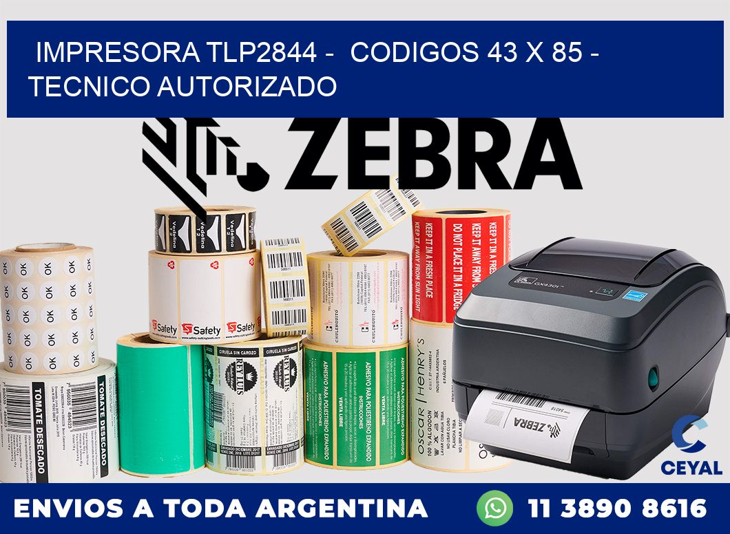 IMPRESORA TLP2844 -  CODIGOS 43 x 85 - TECNICO AUTORIZADO