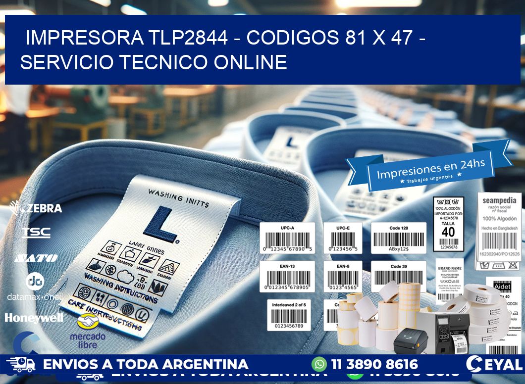 IMPRESORA TLP2844 - CODIGOS 81 x 47 - SERVICIO TECNICO ONLINE