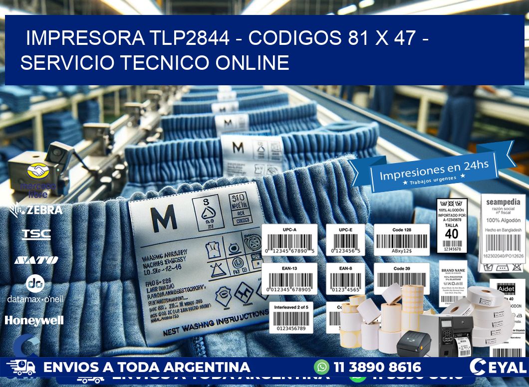 IMPRESORA TLP2844 – CODIGOS 81 x 47 – SERVICIO TECNICO ONLINE