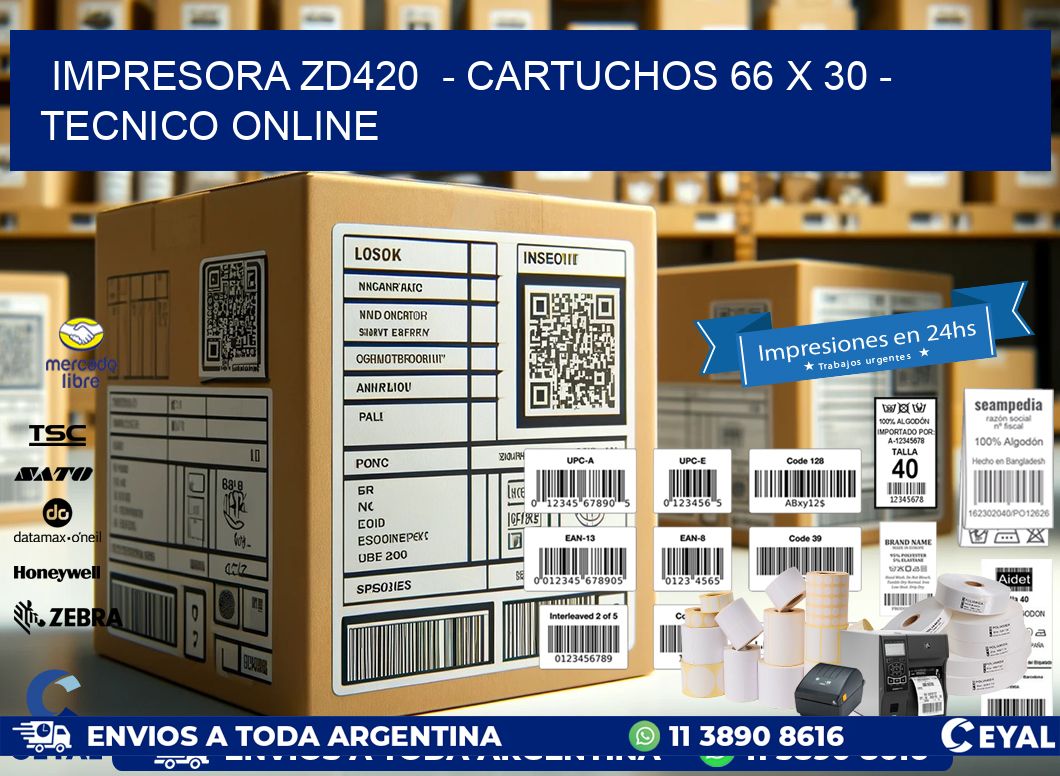 IMPRESORA ZD420  - CARTUCHOS 66 x 30 - TECNICO ONLINE