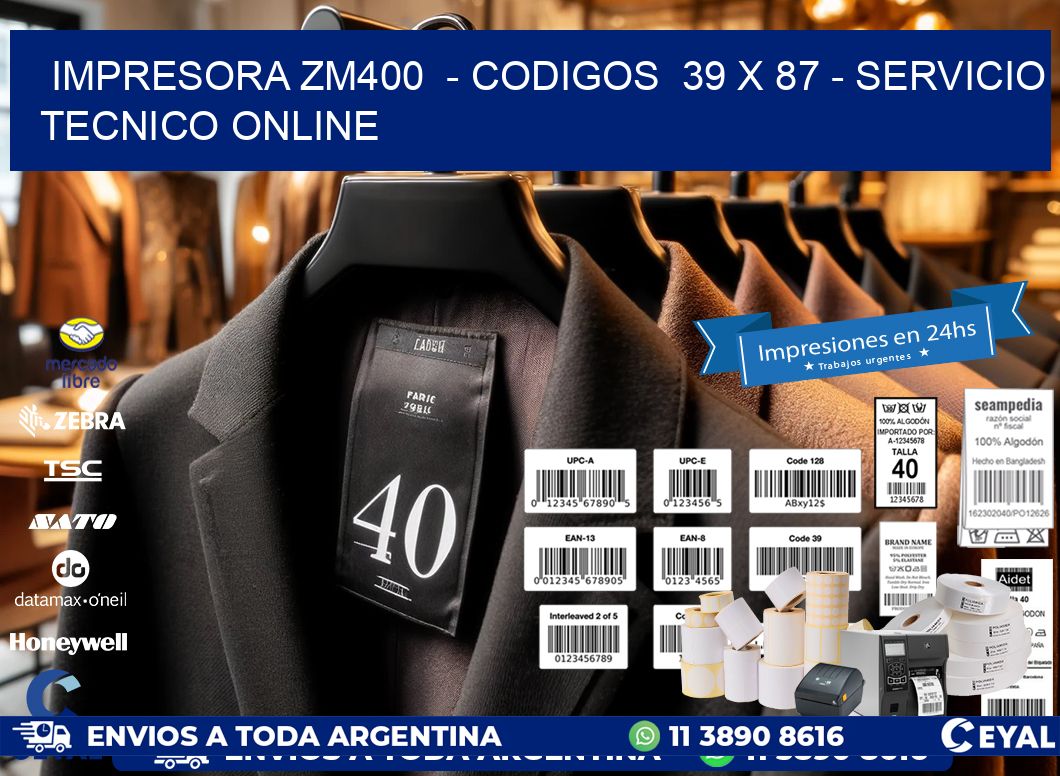IMPRESORA ZM400  - CODIGOS  39 x 87 - SERVICIO TECNICO ONLINE