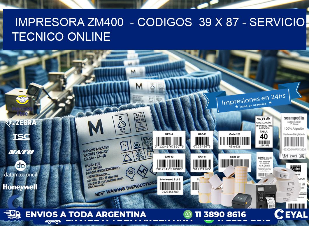 IMPRESORA ZM400  - CODIGOS  39 x 87 - SERVICIO TECNICO ONLINE