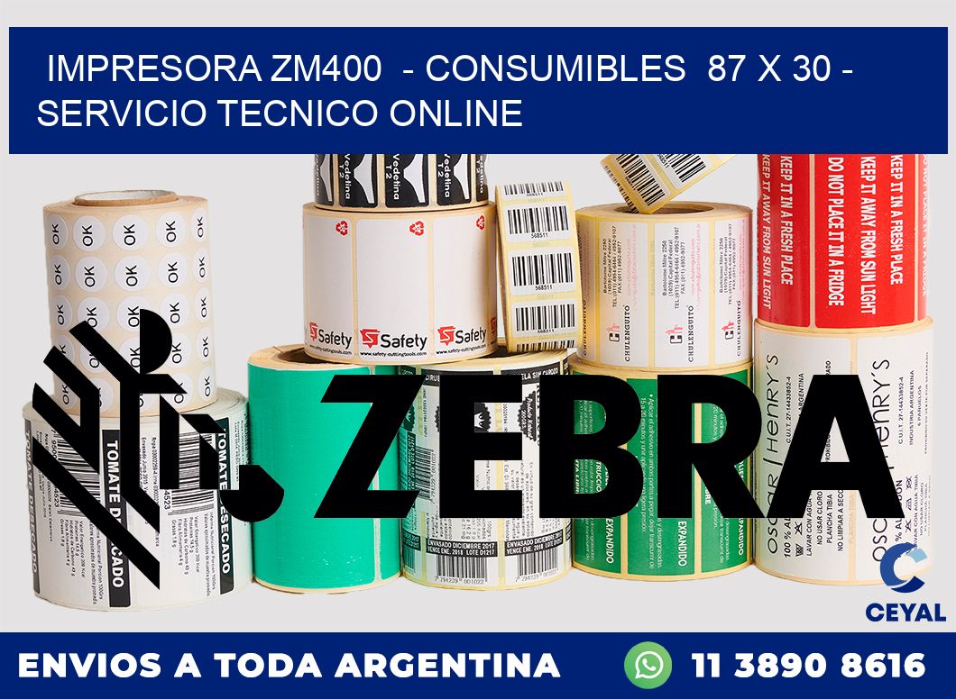 IMPRESORA ZM400  - CONSUMIBLES  87 x 30 - SERVICIO TECNICO ONLINE