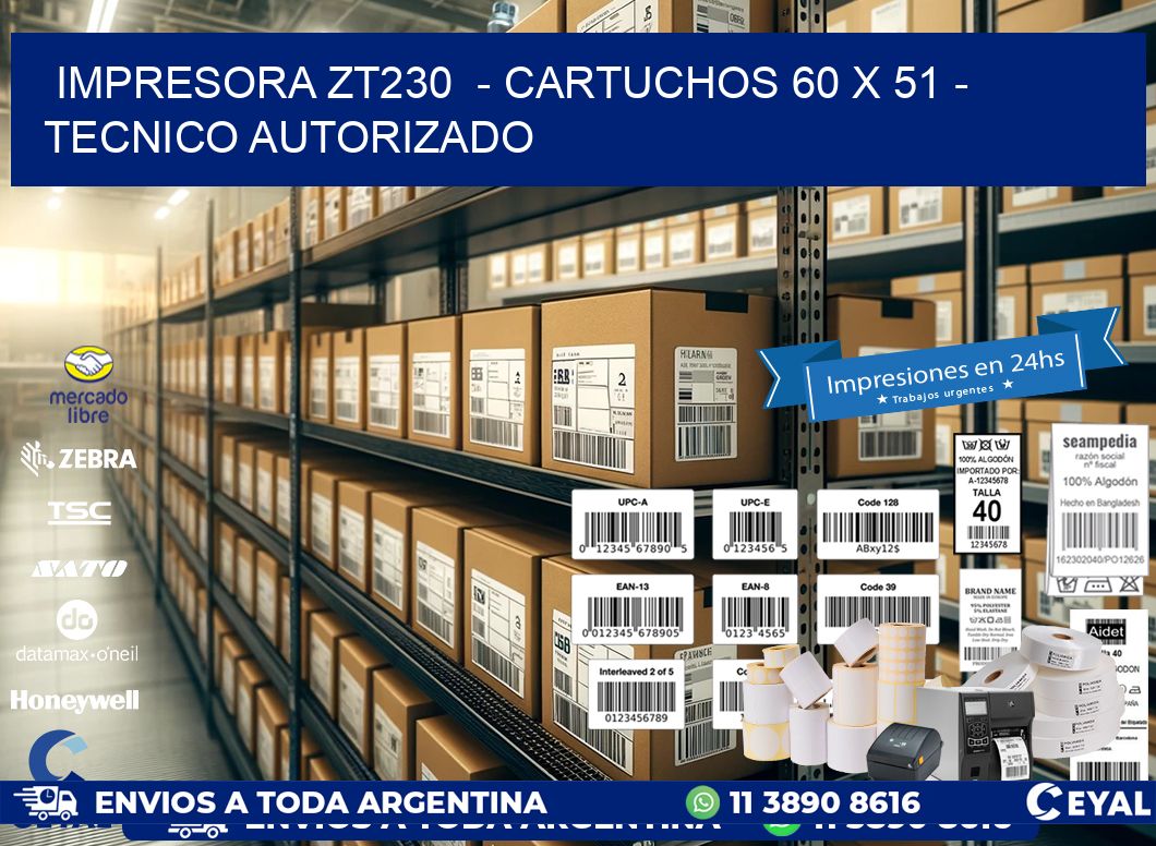 IMPRESORA ZT230  - CARTUCHOS 60 x 51 - TECNICO AUTORIZADO