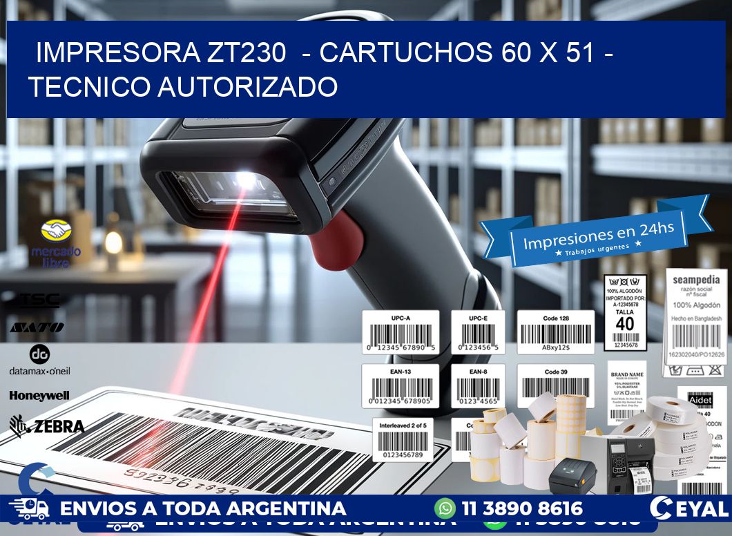 IMPRESORA ZT230  - CARTUCHOS 60 x 51 - TECNICO AUTORIZADO