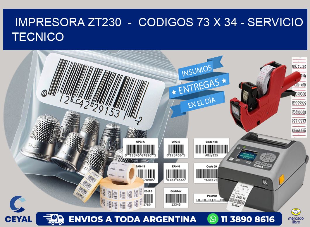 IMPRESORA ZT230  -  CODIGOS 73 x 34 - SERVICIO TECNICO