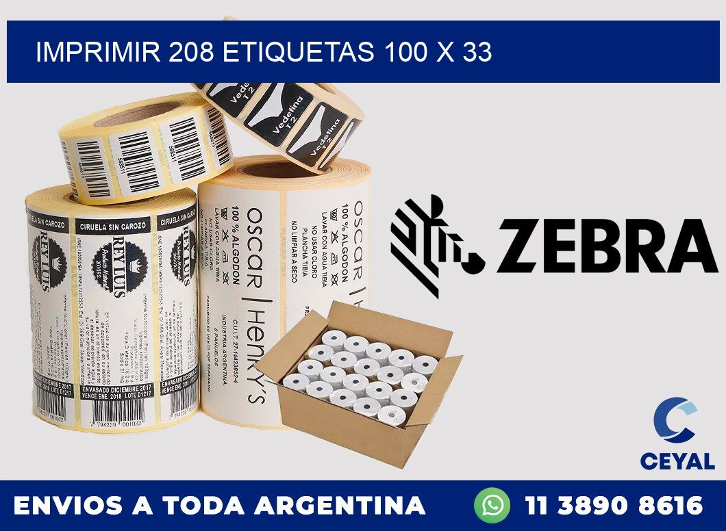 IMPRIMIR 208 ETIQUETAS 100 x 33