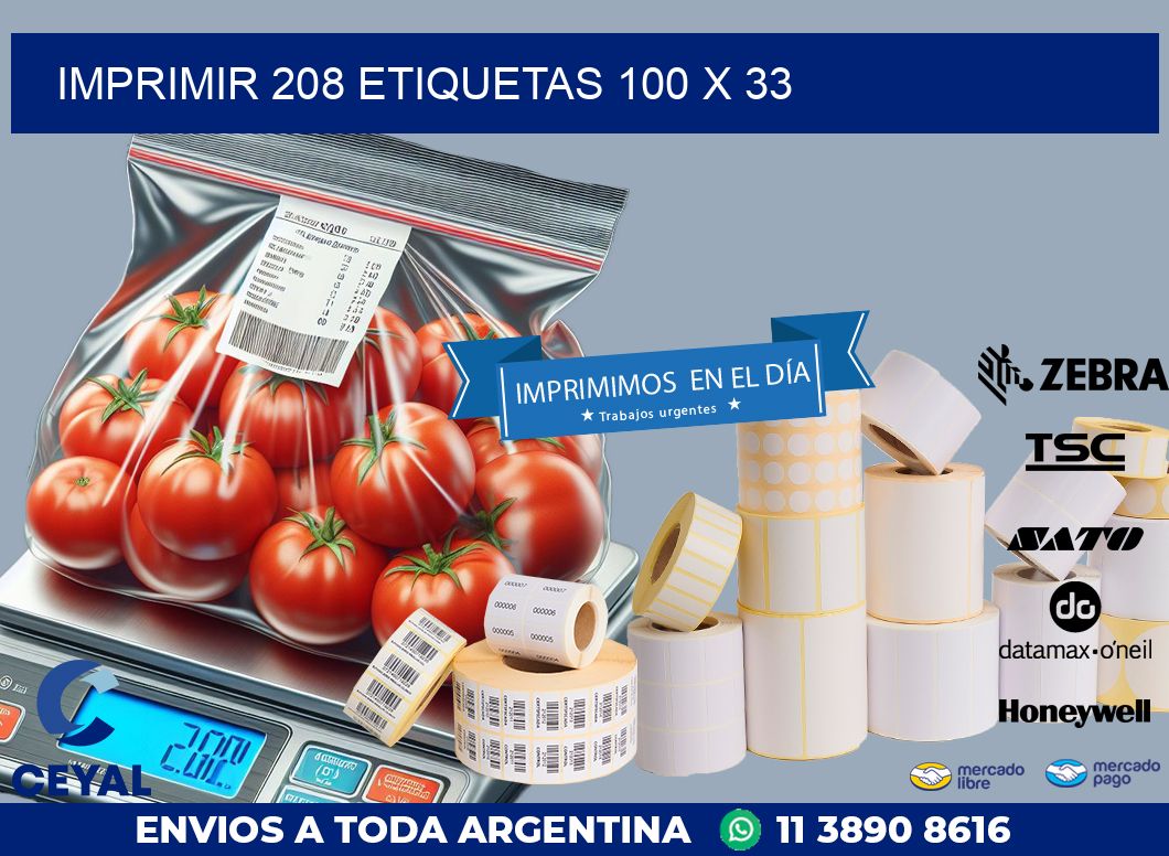 IMPRIMIR 208 ETIQUETAS 100 x 33