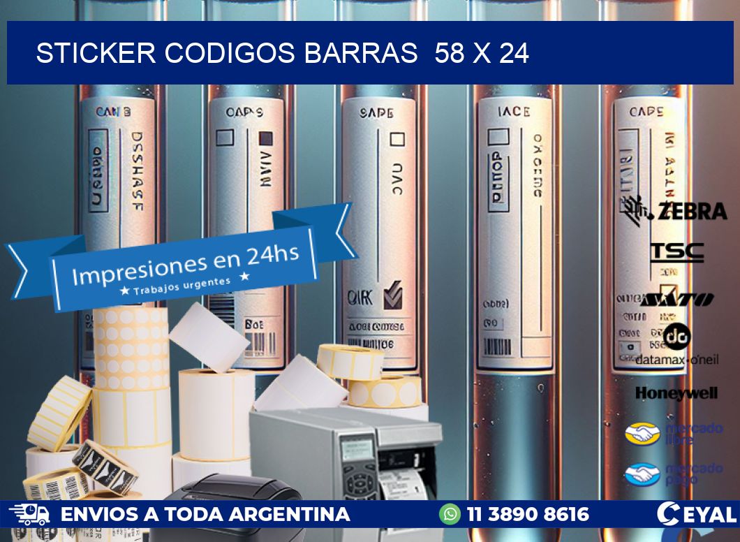 STICKER CODIGOS BARRAS  58 x 24