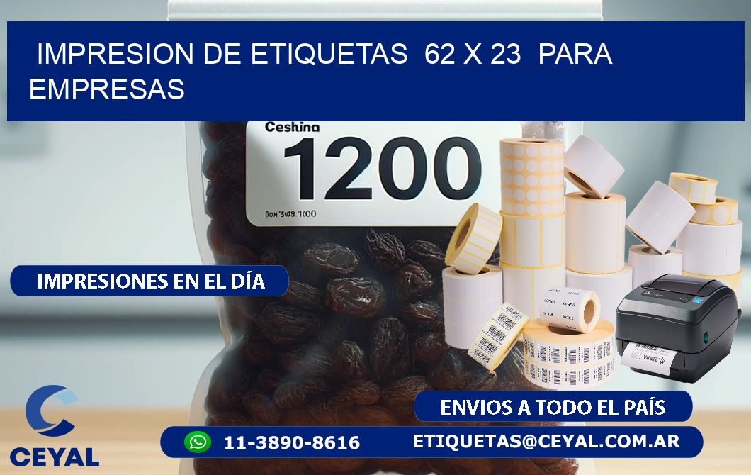 impresion de etiquetas  62 x 23  para empresas