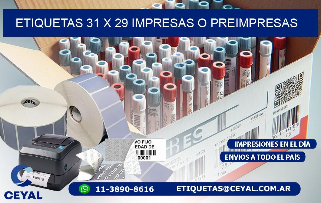 ETIQUETAS 31 x 29 IMPRESAS O PREIMPRESAS