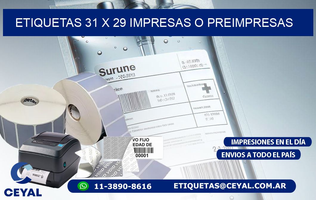 ETIQUETAS 31 x 29 IMPRESAS O PREIMPRESAS