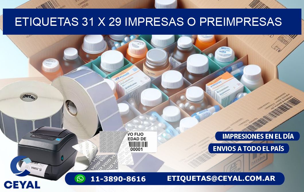 ETIQUETAS 31 x 29 IMPRESAS O PREIMPRESAS