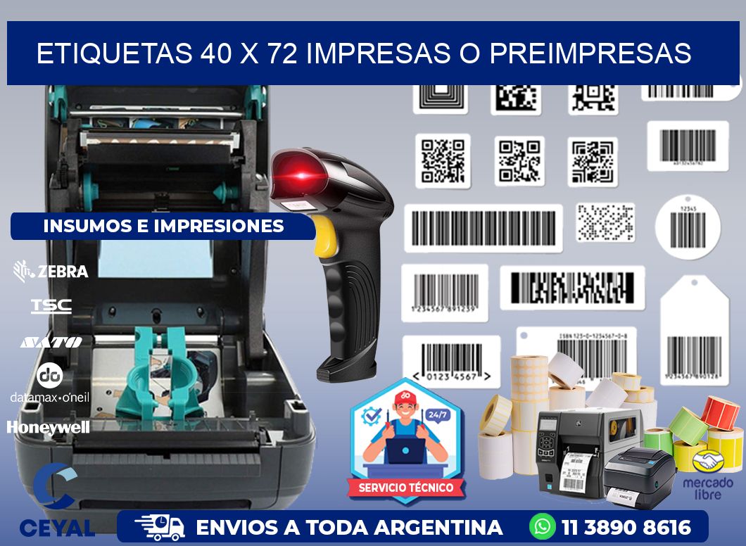 ETIQUETAS 40 x 72 IMPRESAS O PREIMPRESAS