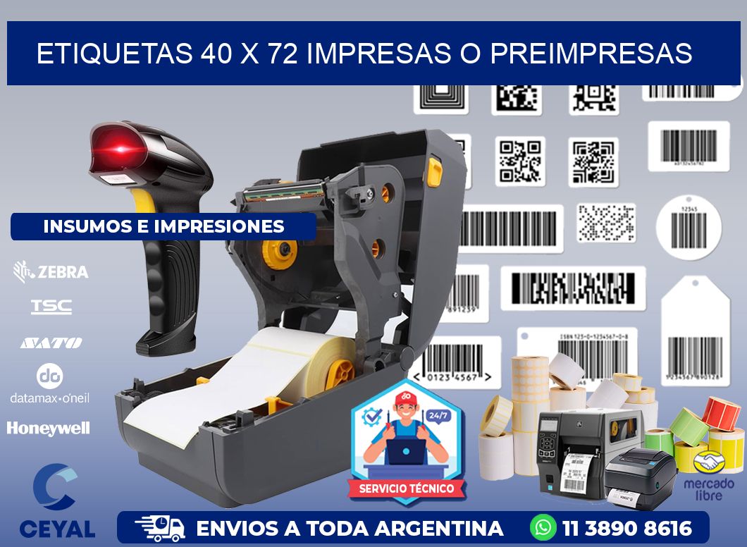 ETIQUETAS 40 x 72 IMPRESAS O PREIMPRESAS