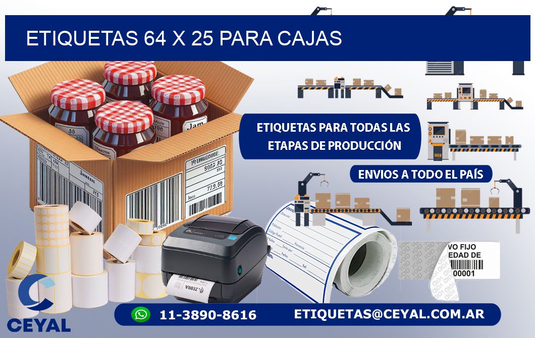 ETIQUETAS 64 x 25 PARA CAJAS