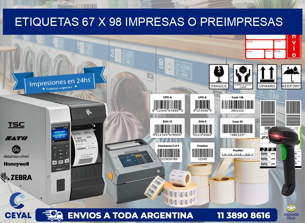 ETIQUETAS 67 x 98 IMPRESAS O PREIMPRESAS