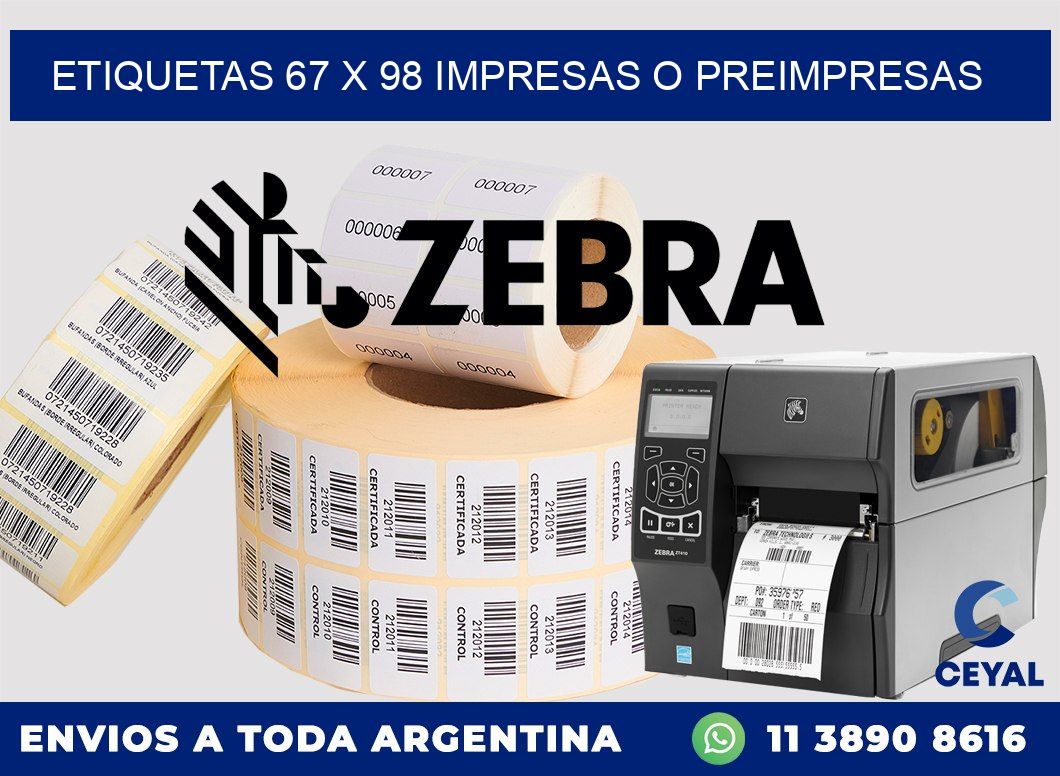 ETIQUETAS 67 x 98 IMPRESAS O PREIMPRESAS