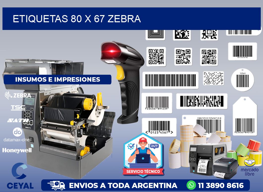 ETIQUETAS 80 x 67 ZEBRA