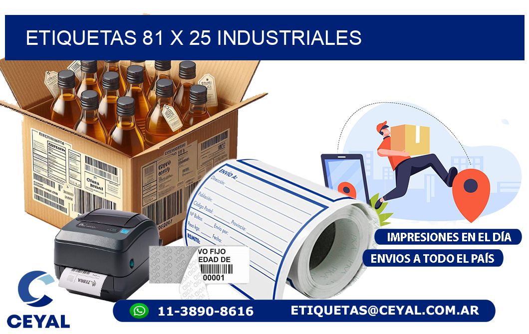 ETIQUETAS 81 x 25 INDUSTRIALES