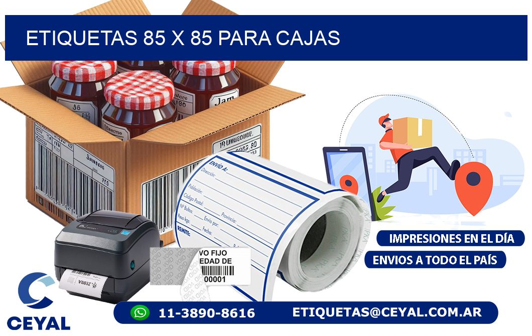 ETIQUETAS 85 x 85 PARA CAJAS