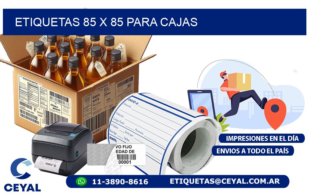 ETIQUETAS 85 x 85 PARA CAJAS