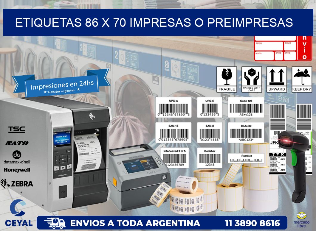 ETIQUETAS 86 x 70 IMPRESAS O PREIMPRESAS