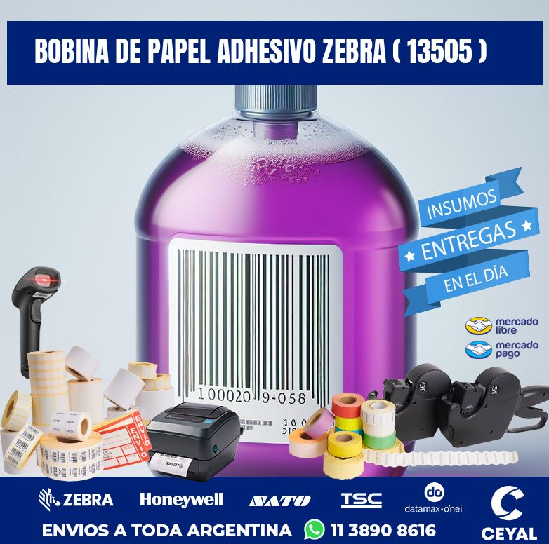 BOBINA DE PAPEL ADHESIVO ZEBRA ( 13505 )