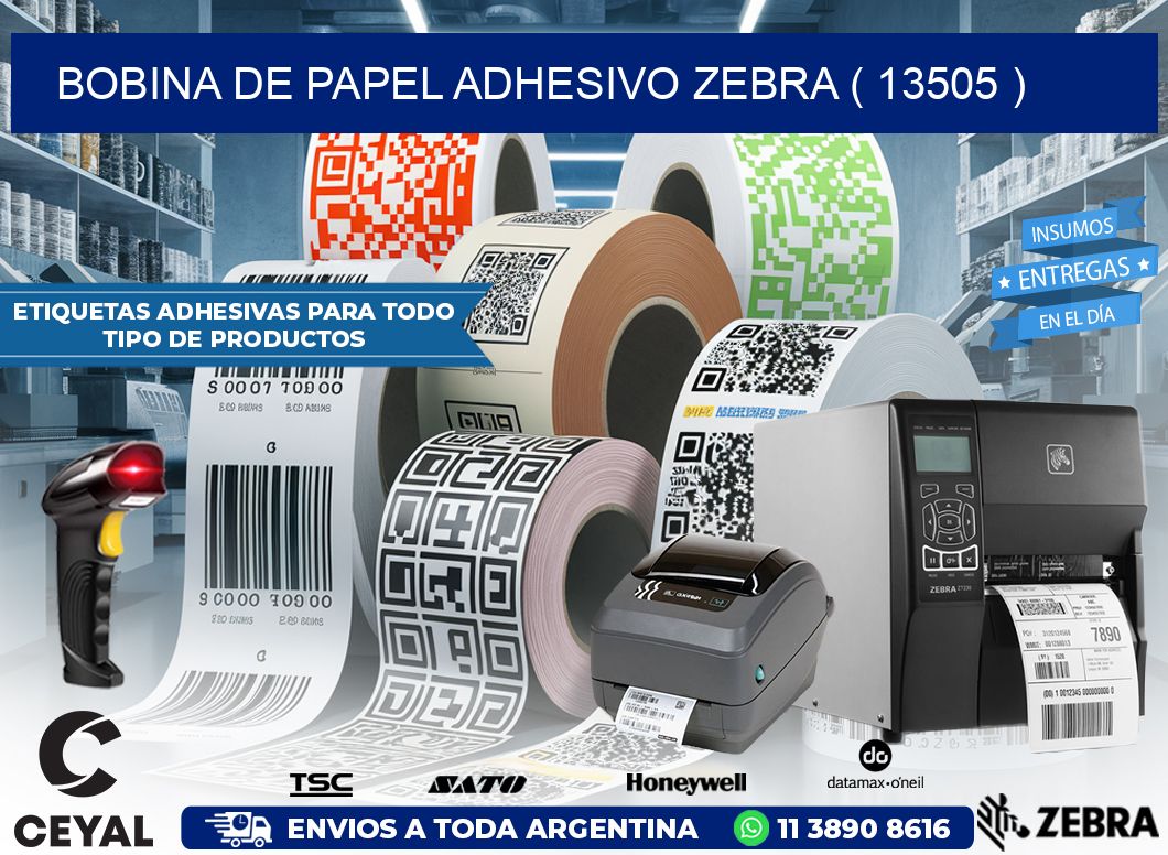 BOBINA DE PAPEL ADHESIVO ZEBRA ( 13505 )