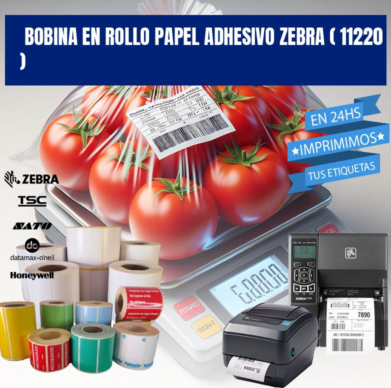 BOBINA EN ROLLO PAPEL ADHESIVO ZEBRA ( 11220 )