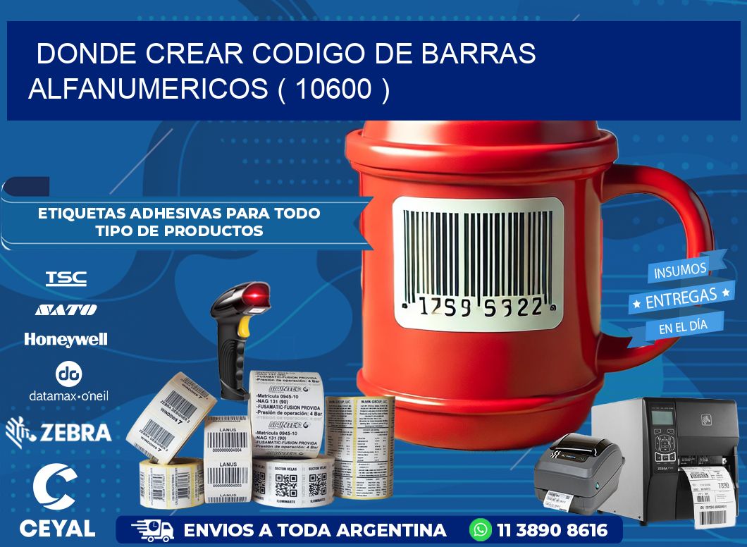 DONDE CREAR CODIGO DE BARRAS ALFANUMERICOS ( 10600 )