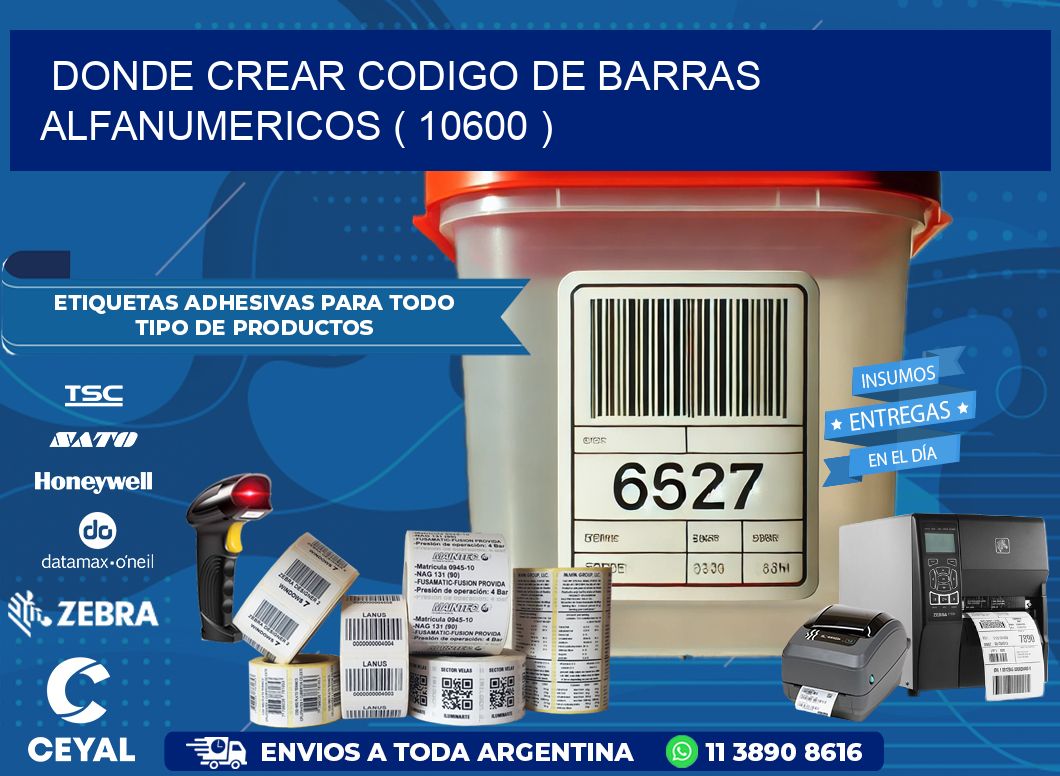 DONDE CREAR CODIGO DE BARRAS ALFANUMERICOS ( 10600 )