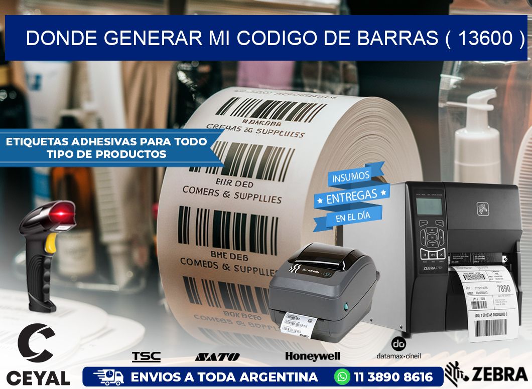 DONDE GENERAR MI CODIGO DE BARRAS ( 13600 )