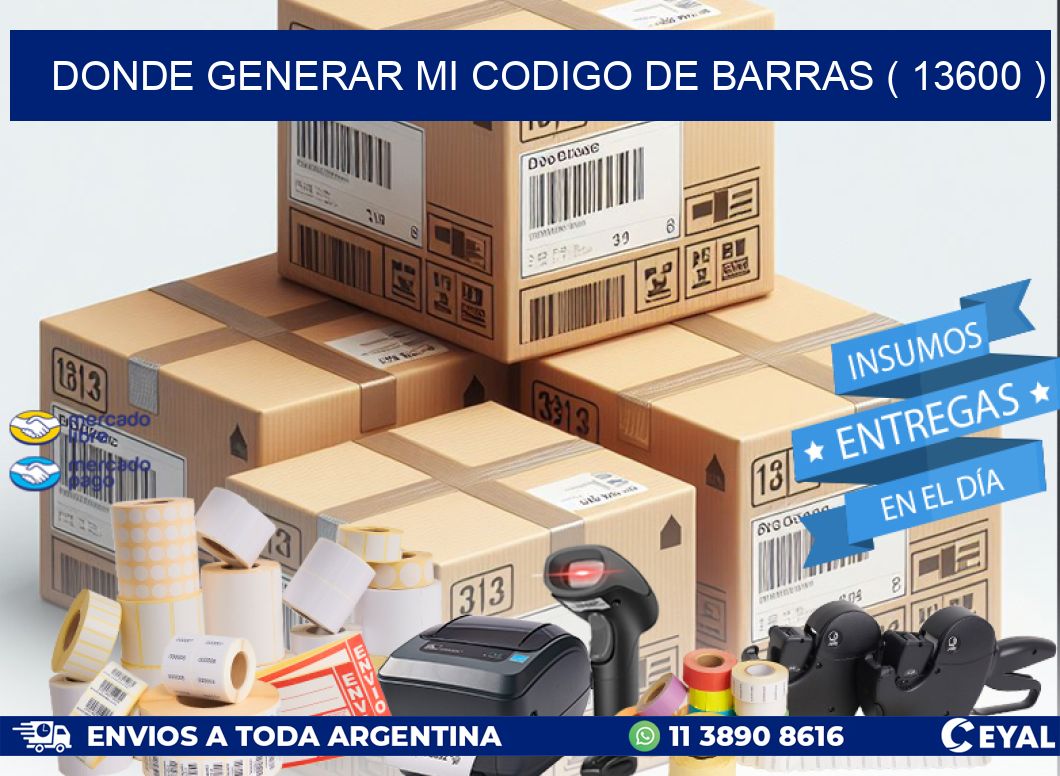 DONDE GENERAR MI CODIGO DE BARRAS ( 13600 )