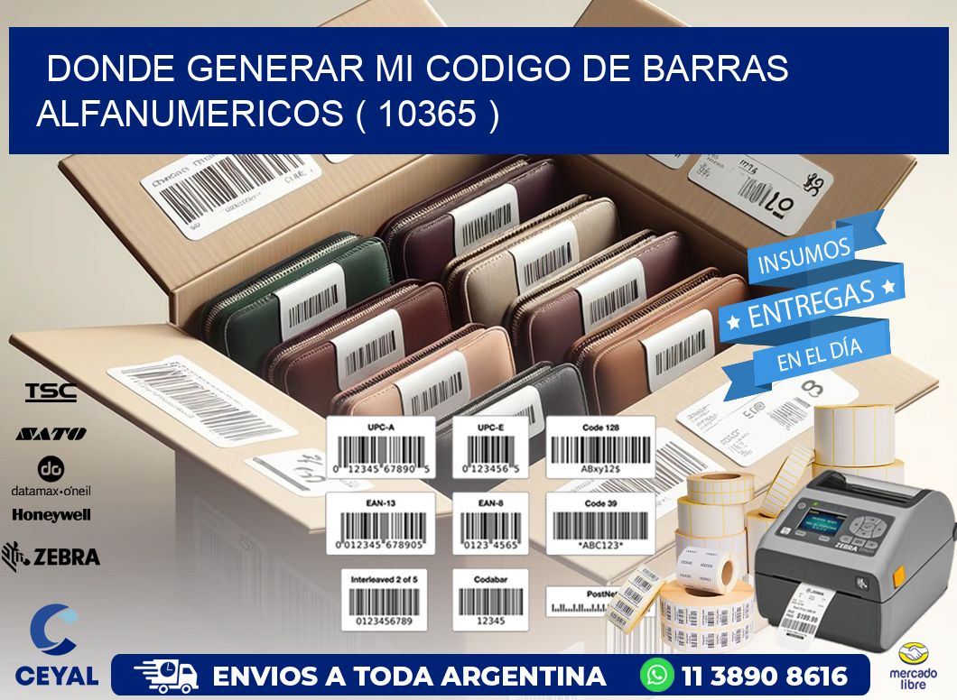 DONDE GENERAR MI CODIGO DE BARRAS ALFANUMERICOS ( 10365 )
