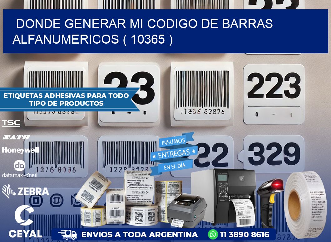 DONDE GENERAR MI CODIGO DE BARRAS ALFANUMERICOS ( 10365 )