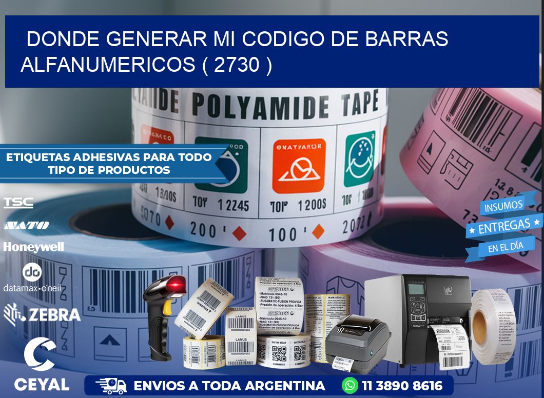 DONDE GENERAR MI CODIGO DE BARRAS ALFANUMERICOS ( 2730 )