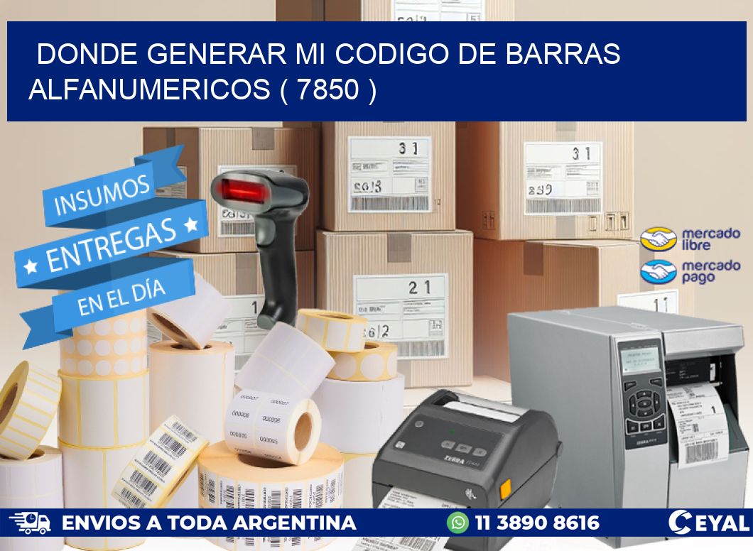 DONDE GENERAR MI CODIGO DE BARRAS ALFANUMERICOS ( 7850 )