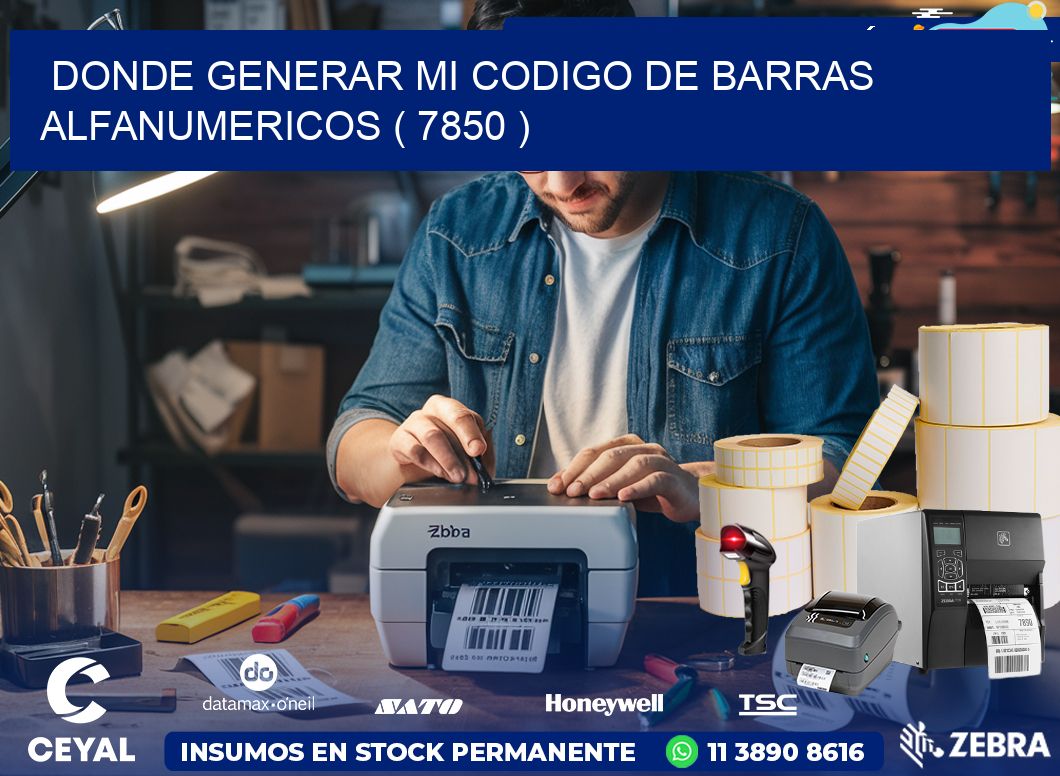 DONDE GENERAR MI CODIGO DE BARRAS ALFANUMERICOS ( 7850 )